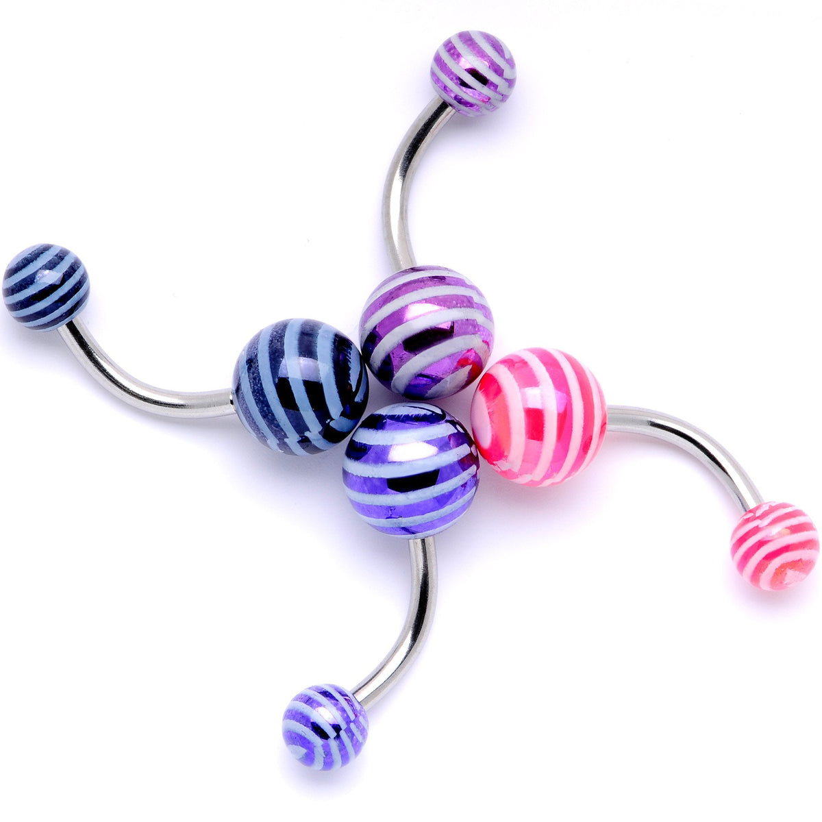 Evening of Color Zig Zag Party Pack Belly Ring Set of 4