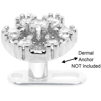 14G Clear Gem Externally Threaded Dermal Anchor Top