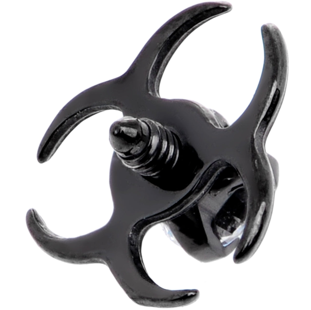 14G Clear Gem Black Biohazard Dermal Anchor Top