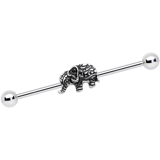 14G Geometric Engraving Elephant Industrial Barbell 38mm