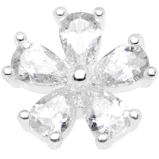 14G Clear CZ Gem Beautiful Bloom Dermal Anchor Top