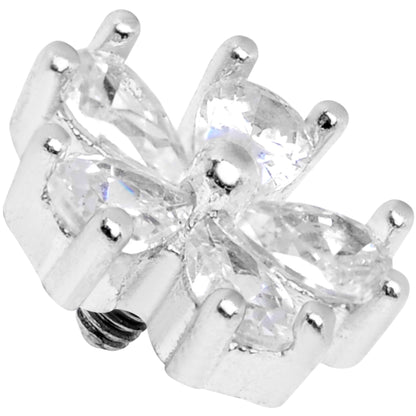 14G Clear CZ Gem Beautiful Bloom Dermal Anchor Top