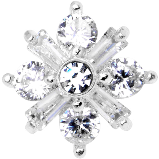 14G Clear CZ Gem Ice Princess Dermal Anchor Top