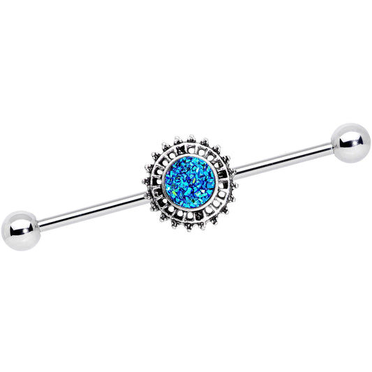 14G Green Faux Druzy Spooky Season Industrial Barbell 38mm