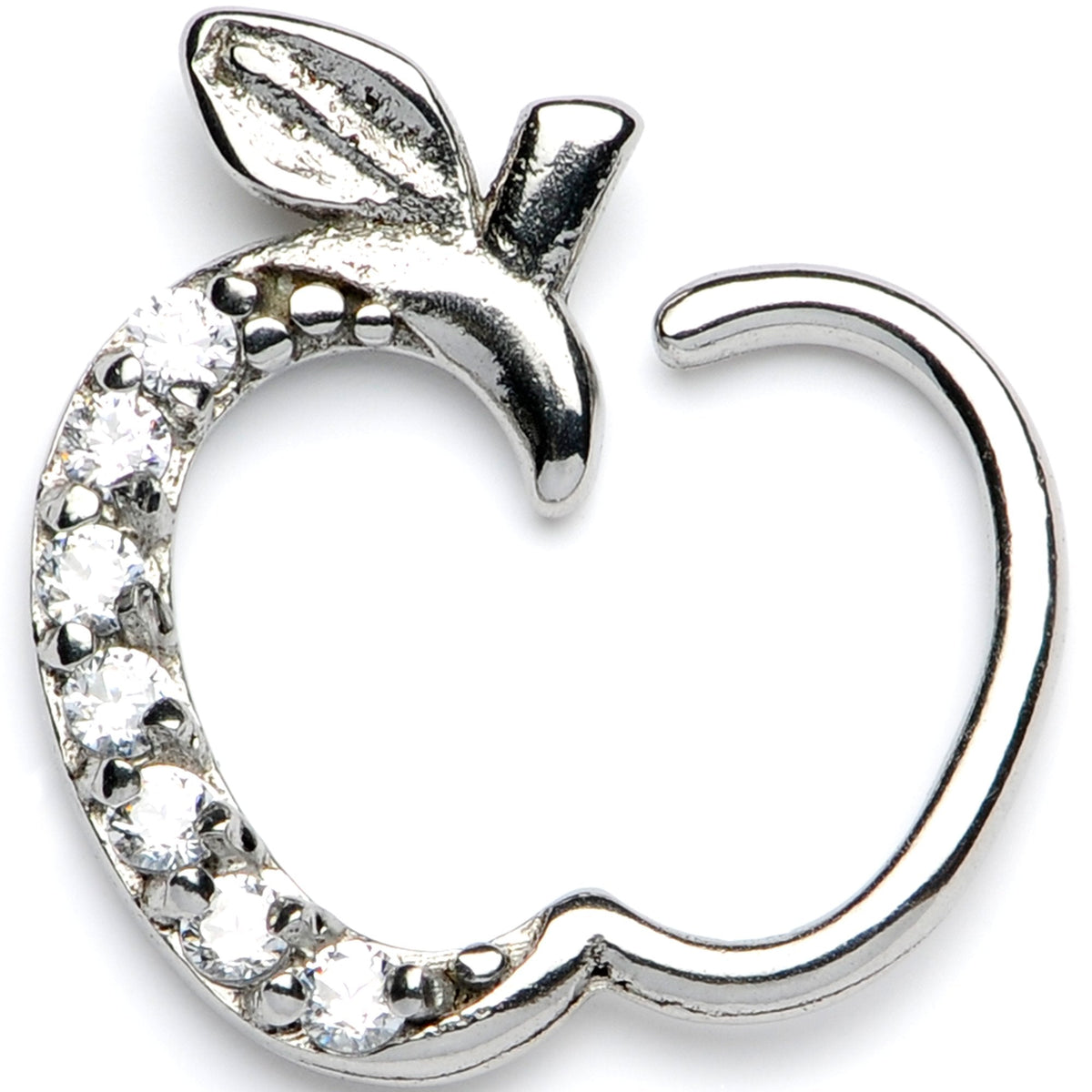 16G 3/8 Clear CZ Gem Tasty Treat Right Apple Closure Ring