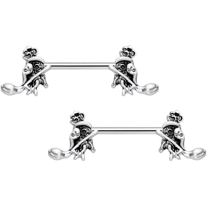 14G 9/16 Hamsa Hand Flower Barbell Nipple Ring Set