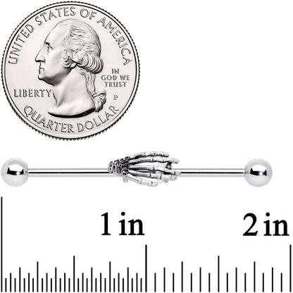 14G Halloween Skeleton Hand Barbell Industrial 38mm