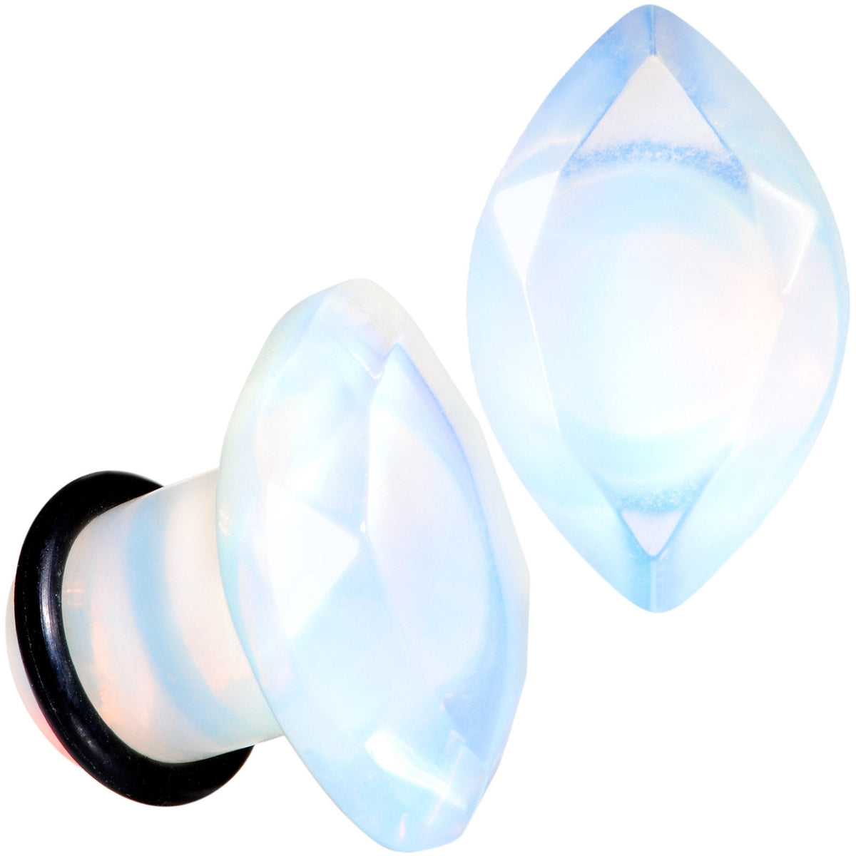 White Opalite Faceted Single Flare Plug Set 6mm to 25mm