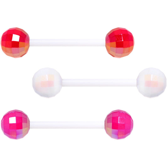 Flexible Acrylic New Years Disco Ball Barbell Tongue Ring Set