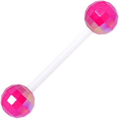 Flexible Acrylic New Years Disco Ball Barbell Tongue Ring Set