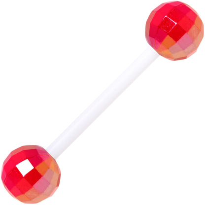 Flexible Acrylic Valentine Disco Ball Barbell Tongue Ring Set of 3