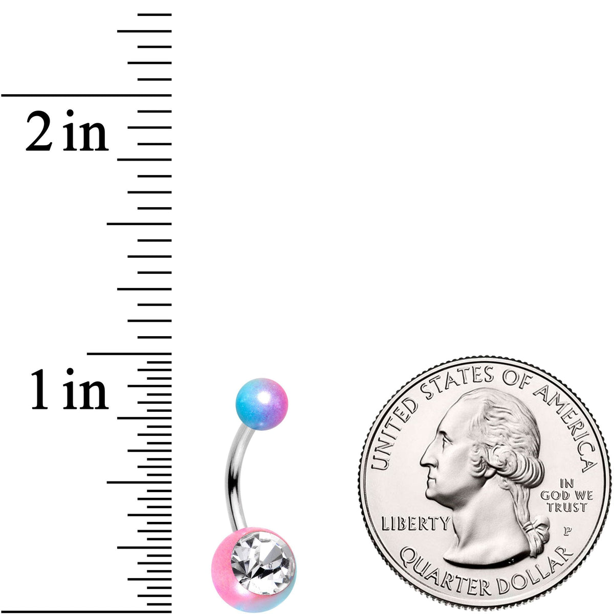 Clear Gem Blue Pink Ombre Pearlescent Acrylic Belly Ring