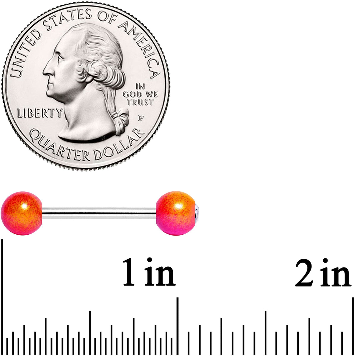 Clear Gem Pink Orange Pearlescent Barbell Tongue Ring