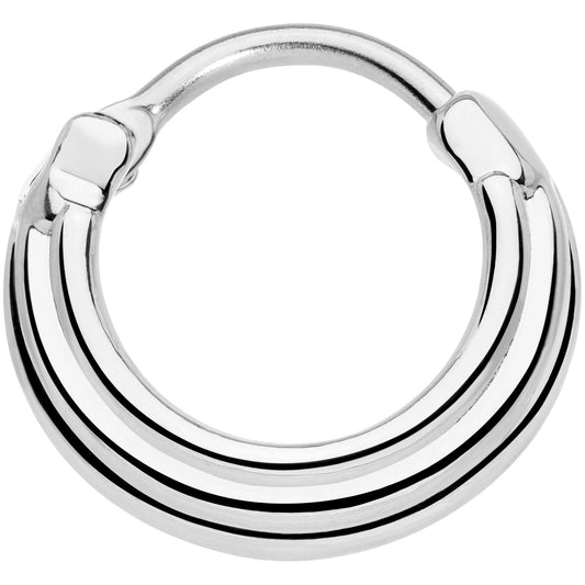 16G 3/8 Delicate Grooves Hinged Septum Ring