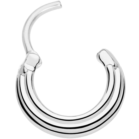16G 3/8 Delicate Grooves Hinged Septum Ring