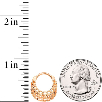 16G 3/8 Rose Gold Tone Triple Chain Hinged Septum Ring
