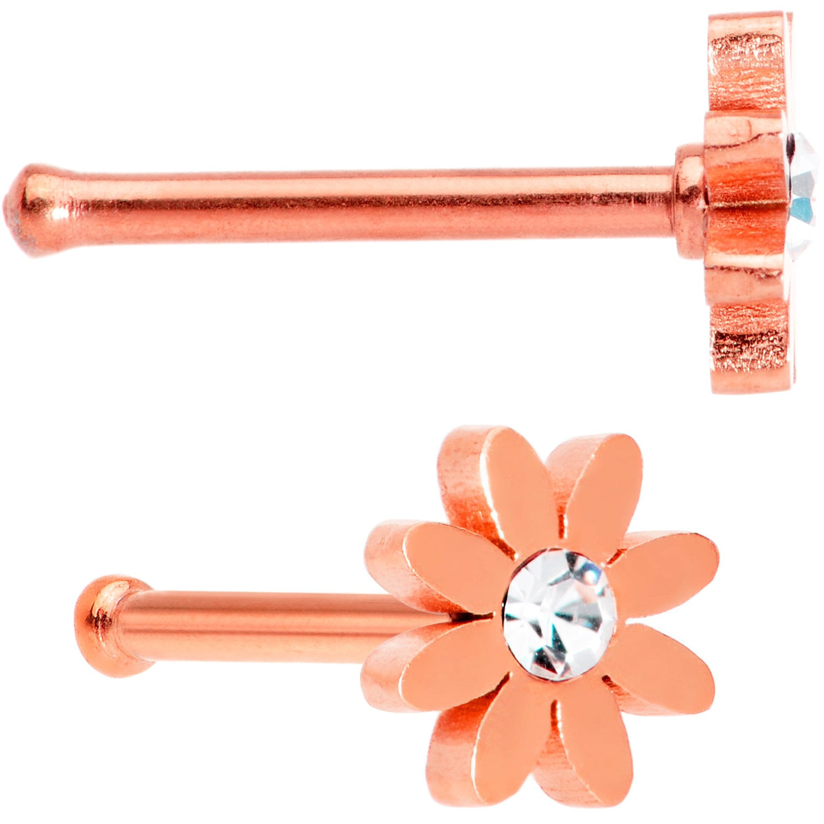 20G 1/4 Clear Gem Multicolor Flower Nose Bone Set of 4