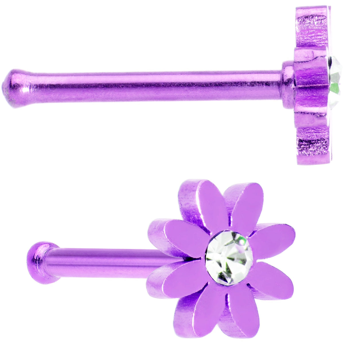20G 1/4 Clear Gem Multicolor Flower Nose Bone Set of 4