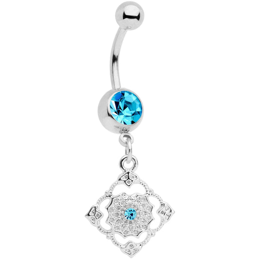 Blue Gem Art Deco Antique Style Elegance Dangle Belly Ring
