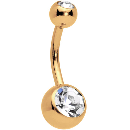 Clear Gem Gold Tone Winter Snowflake Belly Ring Set of 4