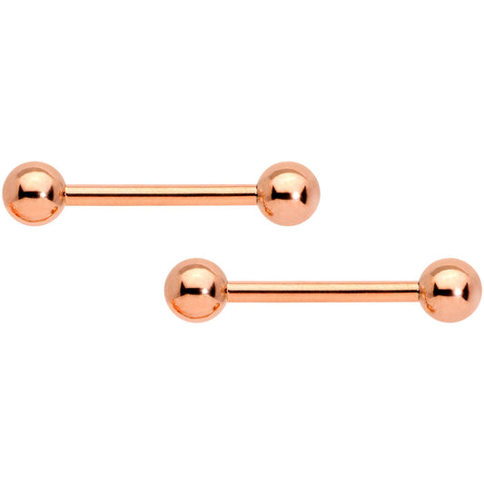 14G 9/16 Rose Gold Tone Flowers Barbell Nipple Ring Set of 4