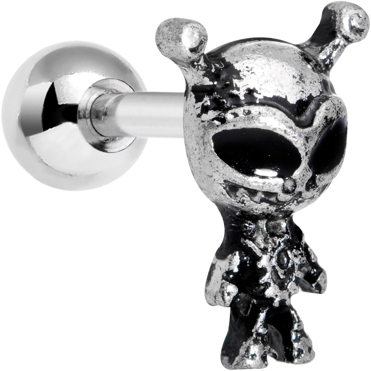 16G 1/4 Sweet Black Eyed Alien Tragus Cartilage Earring