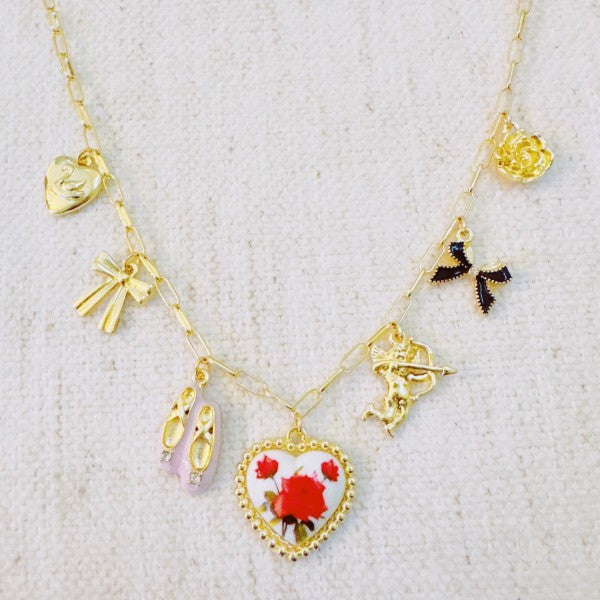 Ballet Garden Charm Necklace – Whimsical Gold Chai