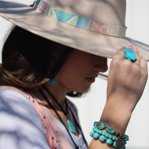 Chunky Blue Turquoise Beaded Bracelet
