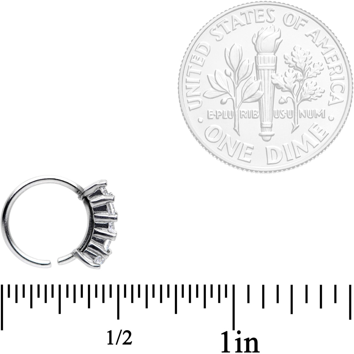18G 5/16 Clear CZ Gem Crowning Glory Seamless Circular Ring