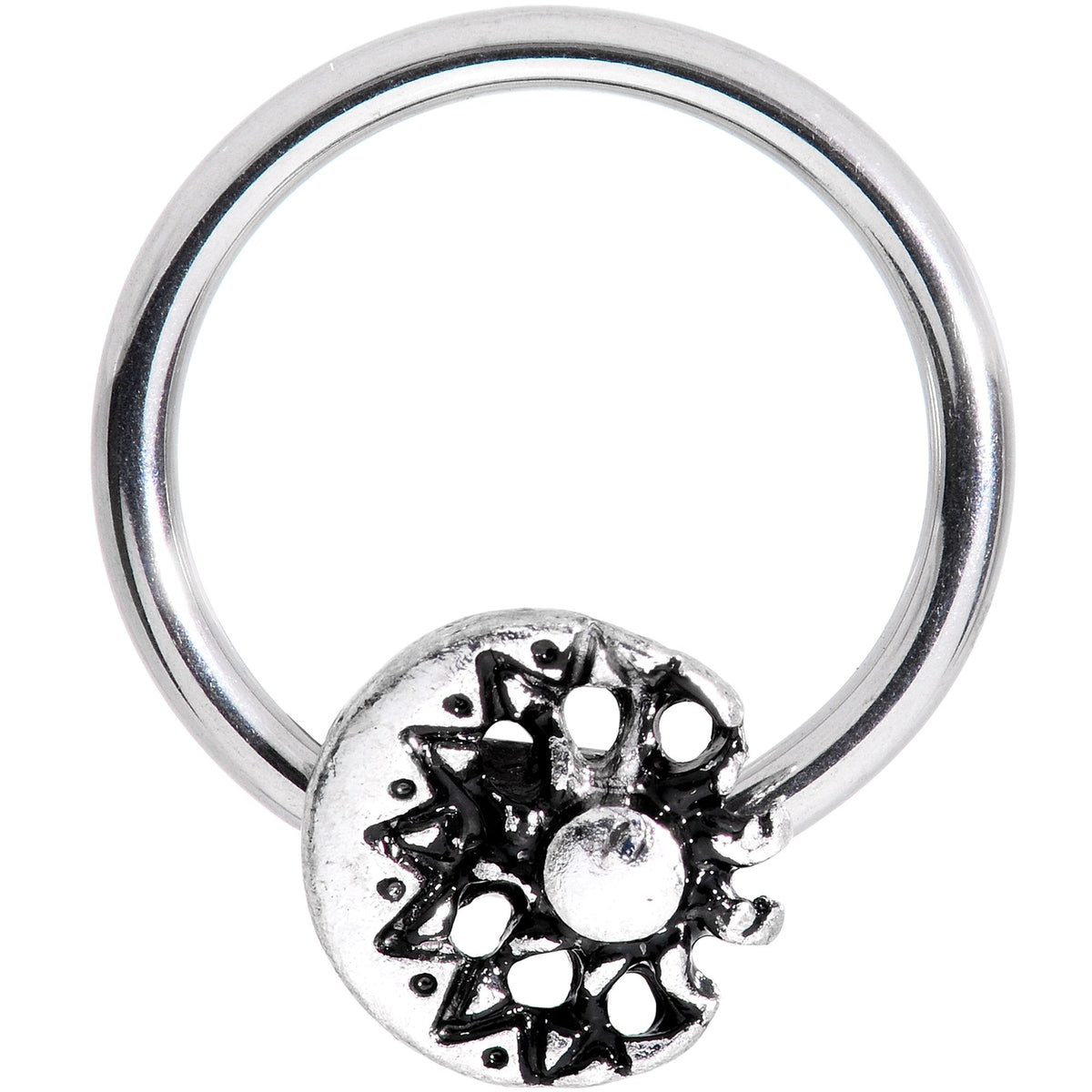 16G 3/8 Moon Cradling the Sun BCR Captive Ring