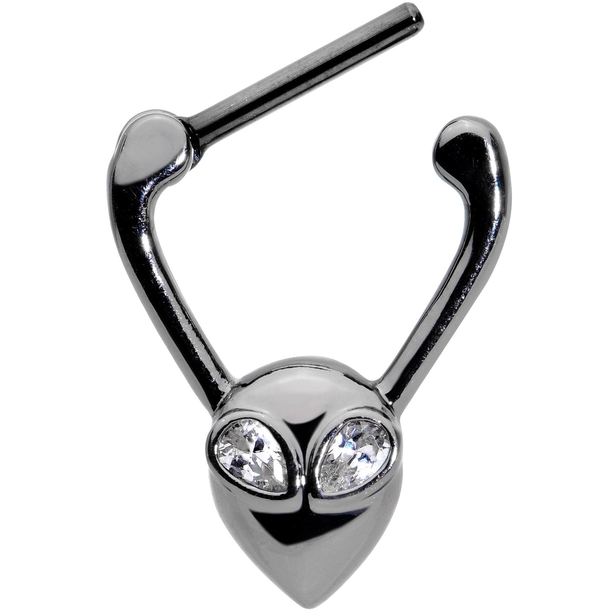 16G 5/16 Clear Gem Black Alien Invader Cartilage Clicker