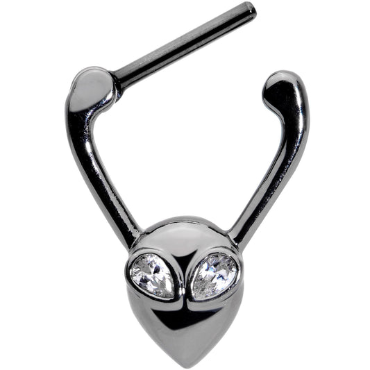 16G 5/16 Clear Gem Black Alien Invader Cartilage Clicker