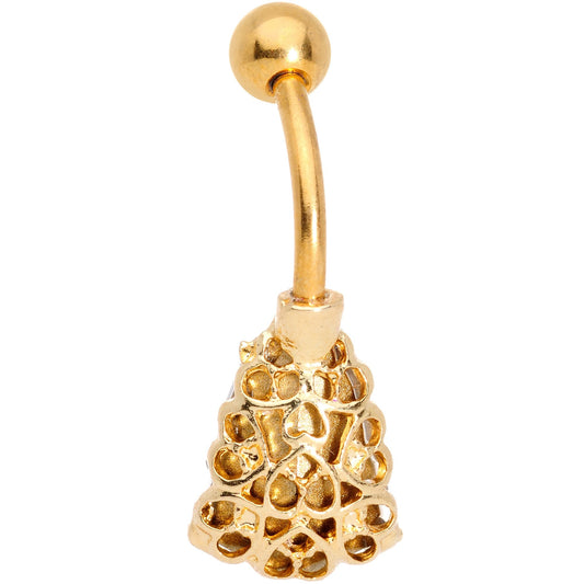 Black Gem Gold Tone Capture The Night Belly Ring