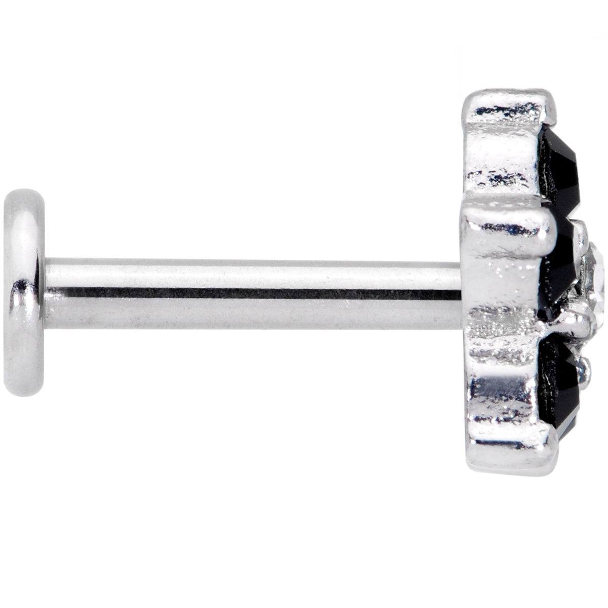 16G 5/16 CZ Gem Black Gem Flower Internally Threaded Labret