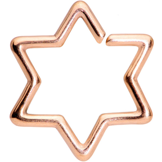 16G 5/16 Rose Gold Tone Hexagram Star of David Closure Ring