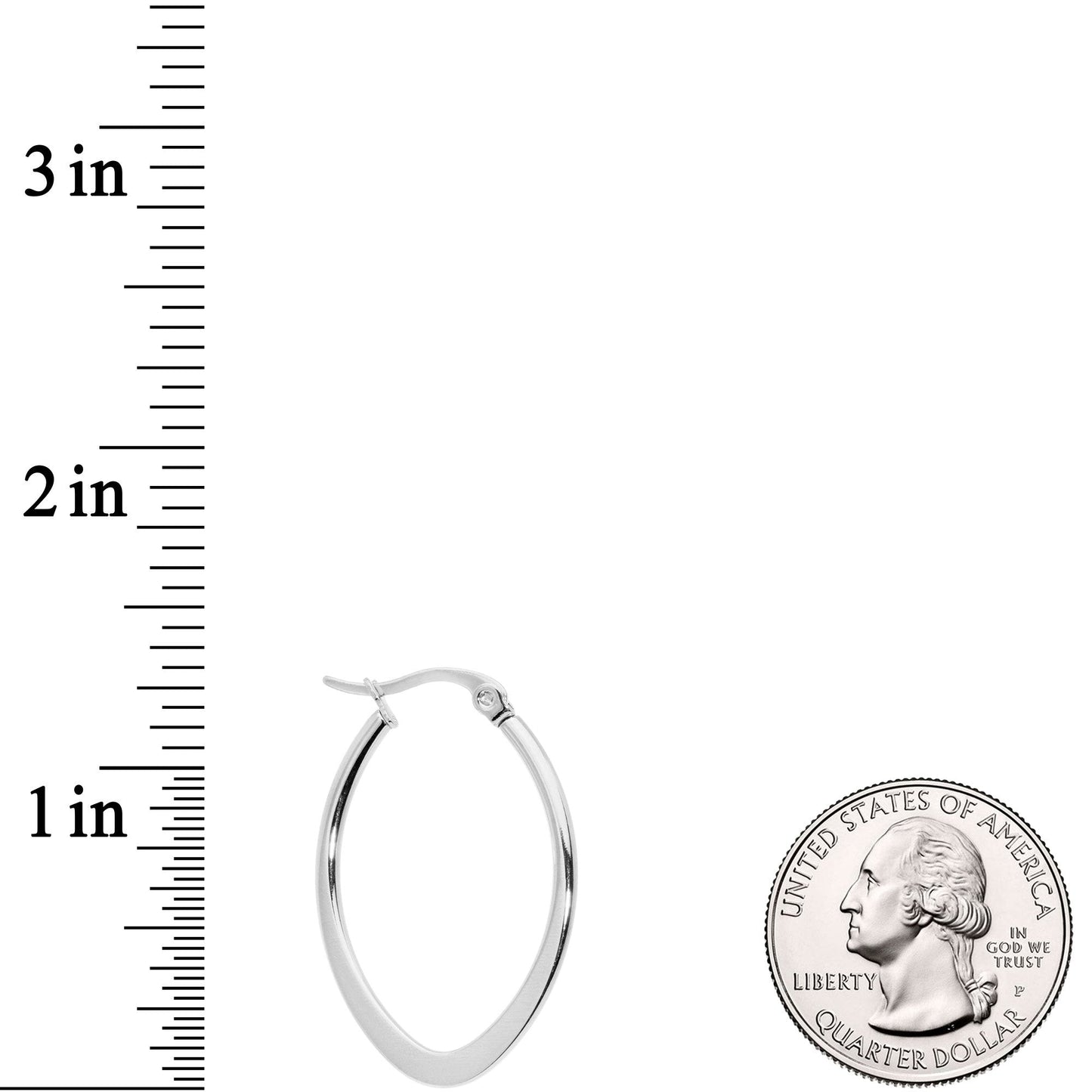 30mm Stainless Steel Oval Hoop Earrings