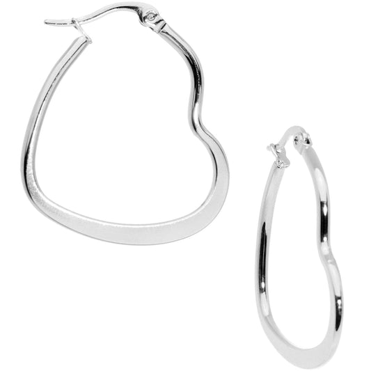 30mm Stainless Steel Heart Hoop Earrings
