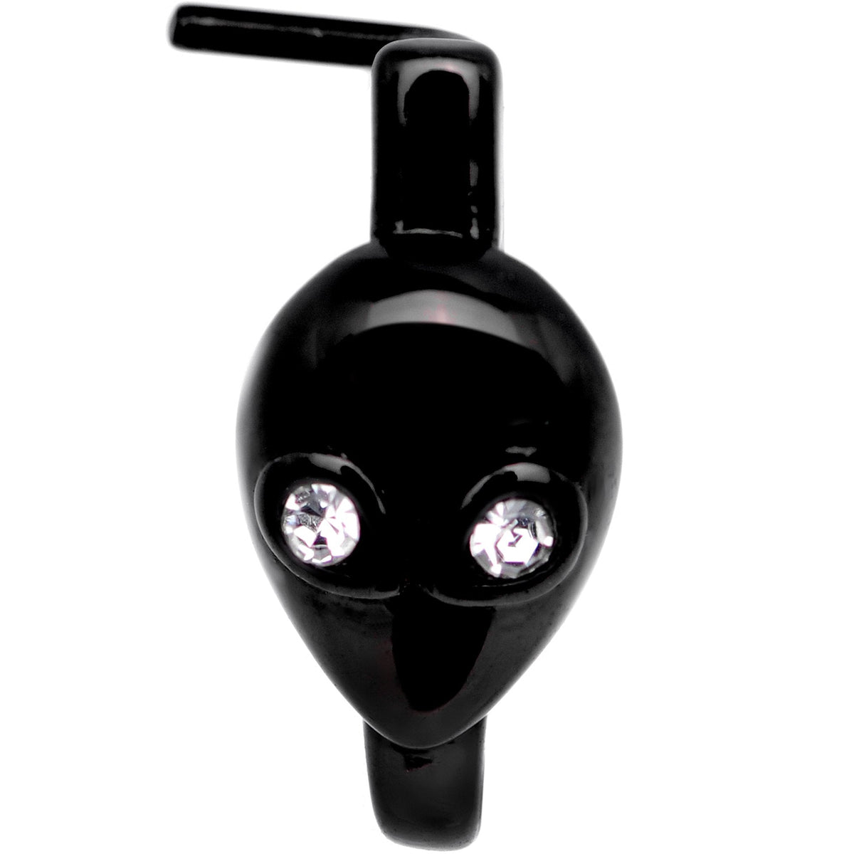 20G Clear Gem Black Alien Invader Faux Hoop L Shaped Nose Ring