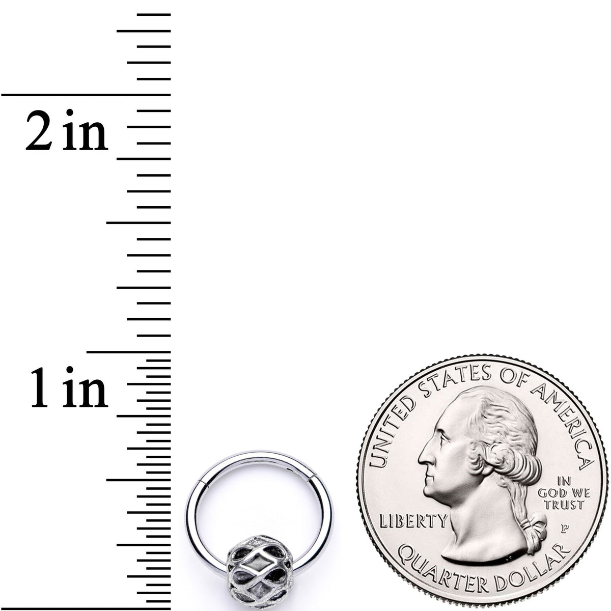 16G 3/8 Geometric Pattern Bead Hinged Segment Ring