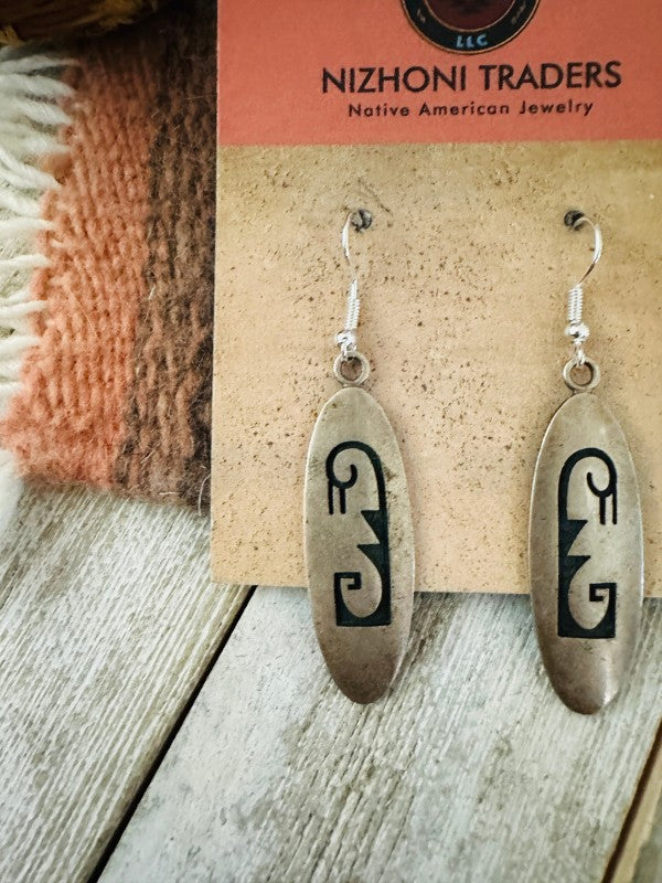 Old Pawn Hopi Overlaid Sterling Silver Dangle Earr