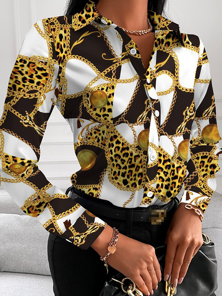 Long Sleeve Geometric Print Shirt