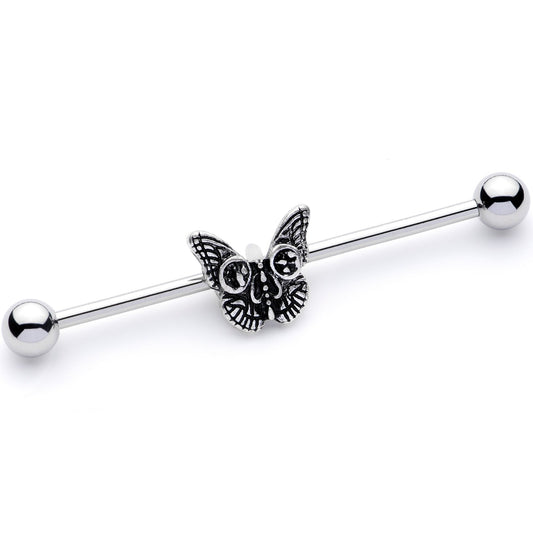 14G Death Mask Butterfly Industrial Barbell 38mm