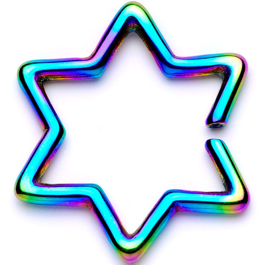 16G 5/16 Rainbow Hexagram Star of David Closure Ring