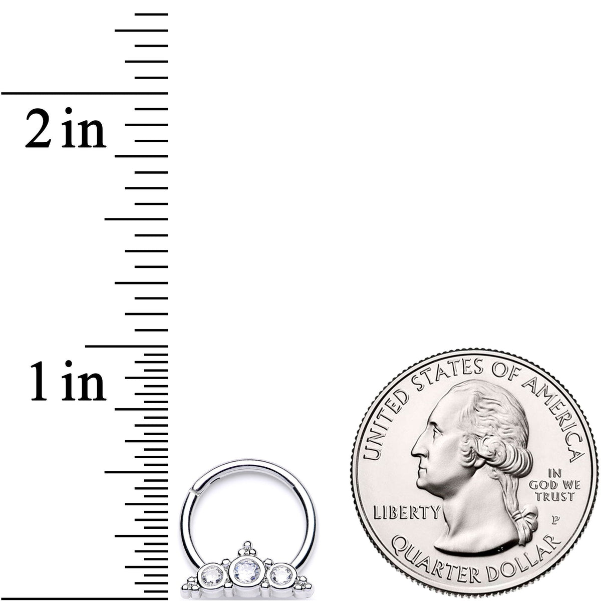 16G 3/8 Clear CZ Art Deco Arc Hinged Segment Ring