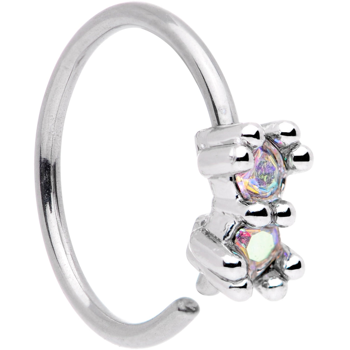 20G 5/16 Aurora Gem Duo Petite Nose Hoop