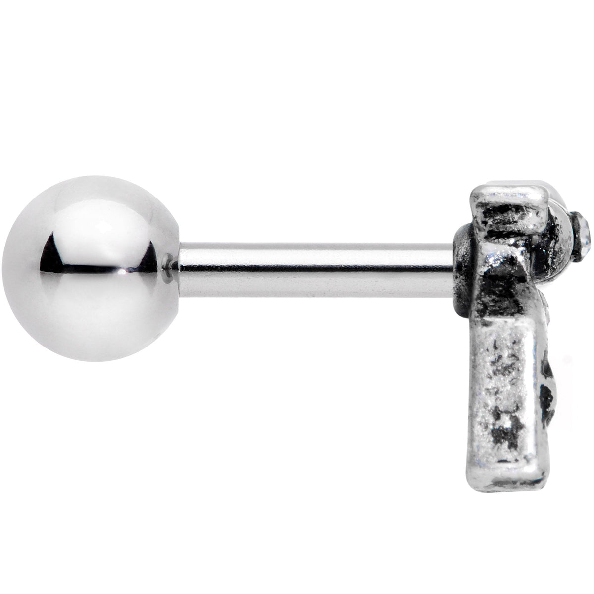 16G 1/4 Clear Gem Rockin' Revolver Gun Cartilage Tragus Earring