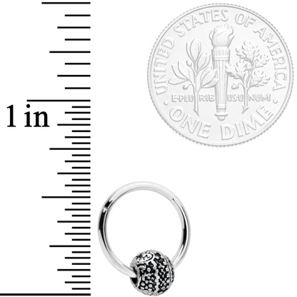 16G 3/8 Tiny Texture Pattern Bead Hinged Segment Ring