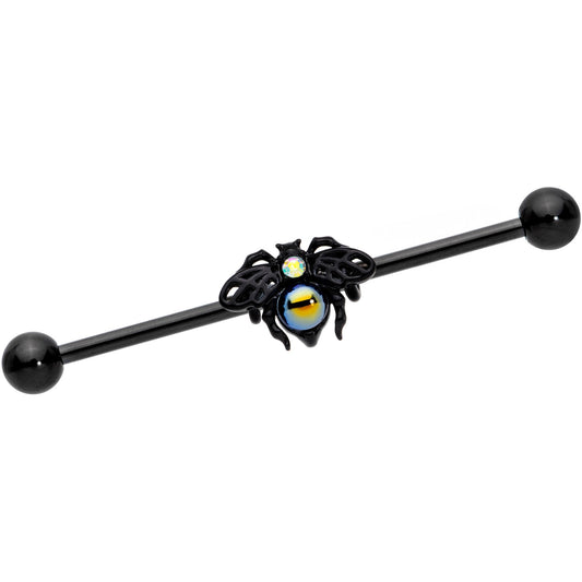 14G Aurora Gem Black Busy Bee Industrial Barbell 38mm