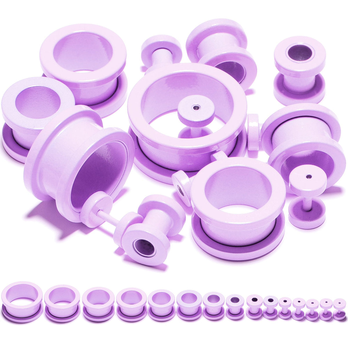 Sweet Pastel Purple Screw Fit Tunnel Plug Set 16G to 19mm
