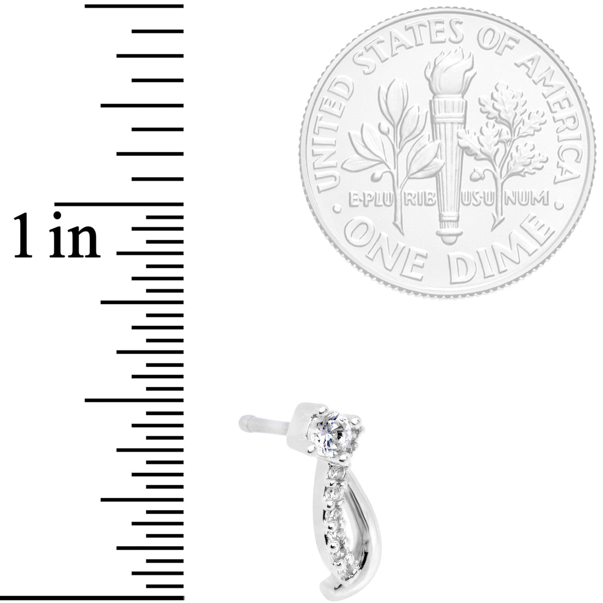 20G 1/4 Clear CZ Twisting Strands Nose Bone